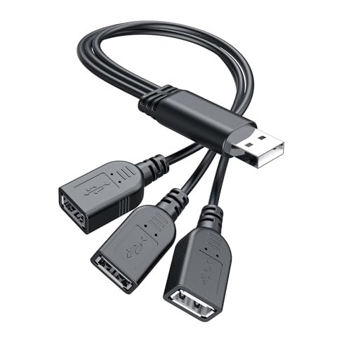 ANDTOBO USB 1 auf 3 Splitter, USB 2.0 A Stecker auf 3 USB Buchsen Klinke Y Splitter Hub Netzkabel Verlängerung Adapterkabel, schwarz von ANDTOBO