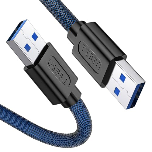 ANDTOBO USB 3.0 Kabel 2M, USB A Stecker auf A Stecker Kabel Verdoppeln Enden USB Kabel kompatibel mit Festplattengehäuse, DVD Player, Laptop Cool – Blau von ANDTOBO