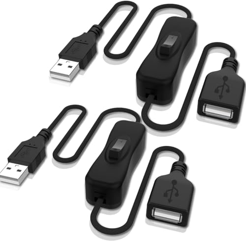 ANDTOBO USB Kabel mit EIN/aus Schalter, Aufgerüstet USB Kabel mit Schalter stromkabel EIN/aus für Fahrrekorder, LED Streifen, iOS System usw - 2 Stücke von ANDTOBO