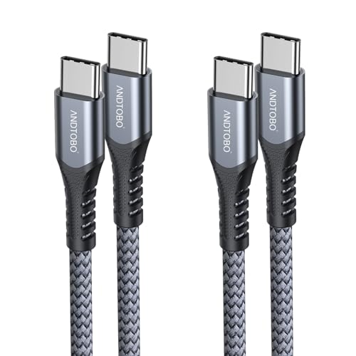 USB C Kabel,【2Stück 1M+1M 】60W PD 3.0 Ladekabel USB C Nylon Schnellladekabel USB C Kompatibel mit iPhone16 Pro Max Plus/15 Pro Max Plus, Galaxy S21 S22 S23 S24, iPad Pro/iPad Air, MacBook Air, Pixel von ANDTOBO