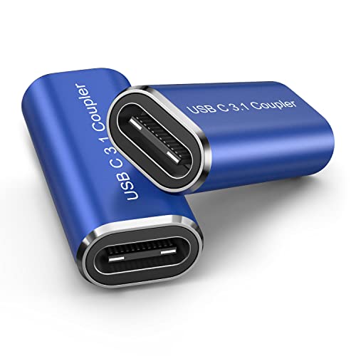 USB C Weiblich auf USB C Weiblich, 2 Stücke USB C 3.1 Adapter Kupplung Buchse auf Buchse, Unterstützt Magsafe-Laden und PD 100W Schnelles Aufladen & Datentransfer für MacBook, Smartphones (Blau) von ANDTOBO