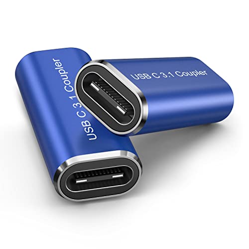 USB C Weiblich auf Weiblich Adapter, 2 Stücke C 3.1 Kupplung Buchse auf Buchse, Unterstützt Magsafe-Laden und PD 100W Schnelles Aufladen & Datentransfer für MacBook, Smartphones (Blau) von ANDTOBO