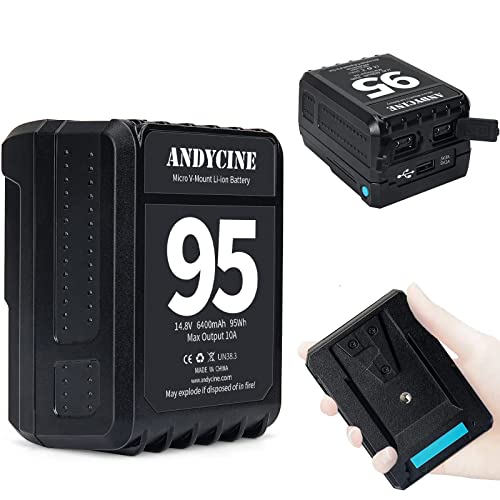 ANDYCINE Mini V-Mount-Akku 95Wh 10A Draw-Akkus mit Dual D-Tap&USB-A-Ausgang zur Stromversorgung von Camcorder-Kameras,LED-Leuchten,Smartphones,Tablets. von ANDYCINE