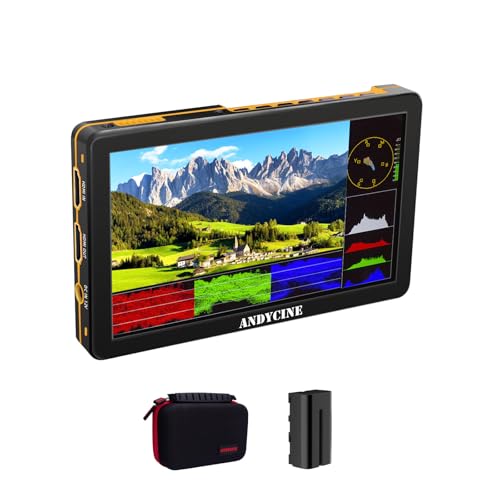 ANDYCINE T6 6inch DSLR Kameramonitor 1920x1080 Langlebige Aluminiumschale auf Kamera 4K HDMI Monitor mit Allen Wellenform, 3D Lut (Batterie, Tragetasche enthalten Bundle) von ANDYCINE