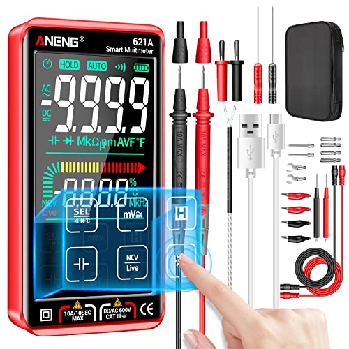 ANENG 621A Multimeter Digital Tester Smart Touch Wiederaufladbarer Ohm Voltmeter Auto Ranging TRMS 9999 Counts mit NCV,Gleich/Wechsel strom,AC/DC Spannung,Widerstand,Dioden,Durchgangsprüfung,Kapazität ANENG 621A Multimeter Digital Tester Smart Touch Wiederaufladbarer Ohm Voltmeter Auto Ranging TRMS 9999 Counts mit NCV,Gleich/Wechsel strom,AC/DC Spannung,Widerstand,Dioden,Durchgangsprüfung,Kapazität von ANENG