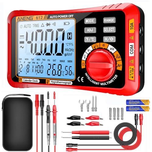 ANENG Multimeter,4000 Zählungen,TRMS-Voltmeter,Automatische Bereichswahl,Misst AC/DC,NVC,Spannung,Diode,Widerstand,Kontinuität,Kapazität,Temperatur(Rot) von ANENG