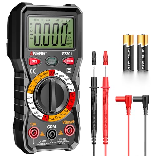 ANENG Multimeter,Gleichstrom Wechselstrom Voltmeter, Ohm Amp Meter, misst Spannung,Strom,Widerstand, Kontinuität, Dioden, Elektrische Werkzeuge für Haushaltssteckdosen, Messgeräte Multimeter Digital von ANENG