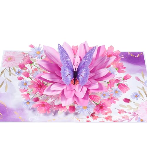 3D Geburtstagskarte,Pop Up Blumen und Schmetterlinge Geburtstagskarte,Valentinstagskarte,Gedenkkarte,Universal Dankenkarte von ANEWISH
