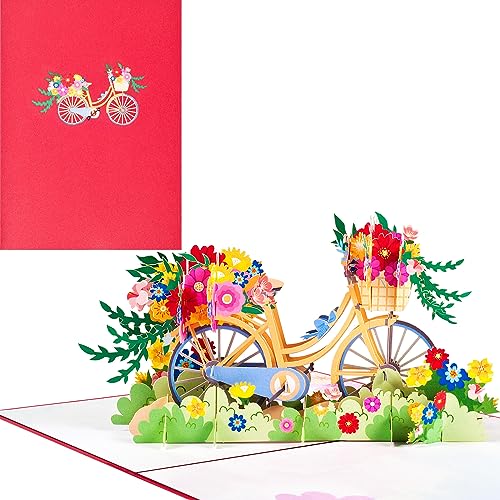 3D Geburtstagskarte,Pop up Fahrrad Grußkarte mit Umschlag zur Verwendung als Ermutigungskarten,Abschlusskarten,Trostkarten,Dankeskarten Rot von ANEWISH