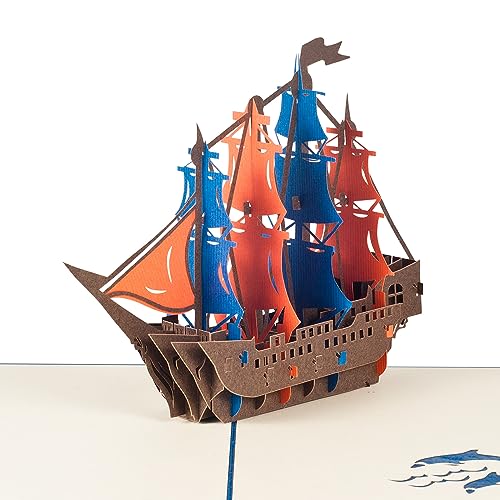 3D Geburtstagskarte,Pop up Segelboot Grußkarte mit Umschlag zur Verwendung als Ermutigungskarten,Abschlusskarten,Trostkarten,Dankeskarten - Braun von ANEWISH