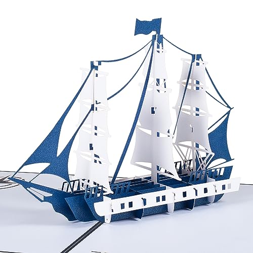 3D Geburtstagskarte,Pop up Segelboot Grußkarte mit Umschlag zur Verwendung als Ermutigungskarten,Abschlusskarten,Trostkarten,Dankeskarten - Weiß von ANEWISH
