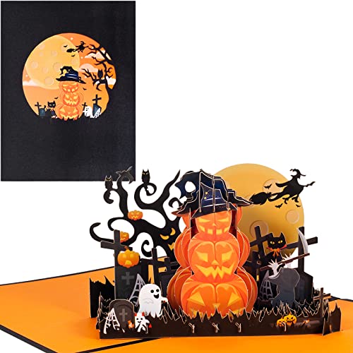 3D Halloween Karte,Pop up Kürbis und Gespenst,Falten Karte mit Umschlag für Halloween von ANEWISH
