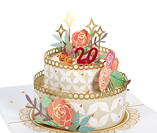 3D Pop Up Geburtstagskarte, Geburtstagskuchenkarte, Jubiläumskarte, 18. Geburtstagskarte, Rosentorte mit Zahlen, DIY Digitale Grußkarte mit Umschlag von ANEWISH