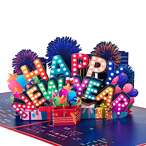 3D Pop Up Neujahrskarte, Happy New Year Karte,Neujahrsgeschenk, Feuerwerk Segenskarte, mit Umschlag von ANEWISH