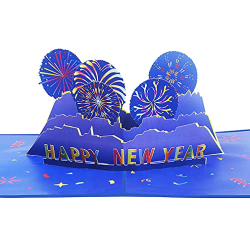 3D Pop Up Neujahrskarte, Neujahrsgeschenk, Feuerwerk Segenskarte, Happy New Year,mit Umschlag von ANEWISH