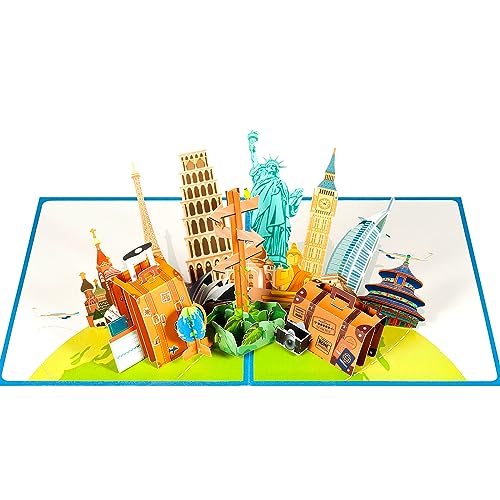 3D Reisekarte,Pop-up-Reisegutscheine,Reise Souvenir Karte mit Umschlag von ANEWISH