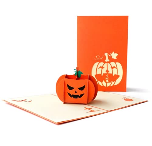 ANEWISH 3D Halloween Karte Spinnennetz Handgemachte Pop-Up-Karte mit Umschlägen-Kürbis von ANEWISH