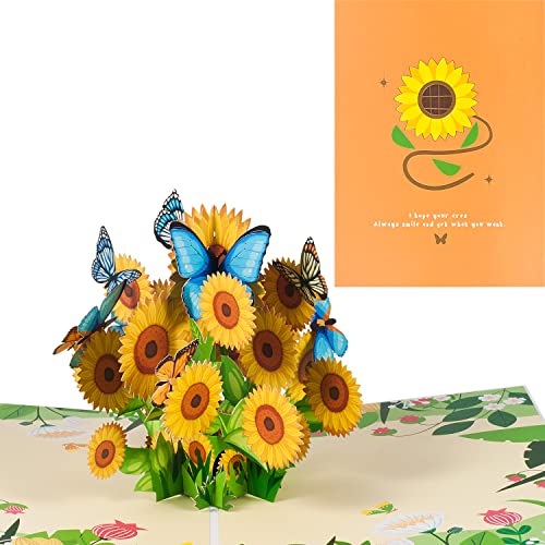 Karte für Geburtstag,3D Sonnenblume Pop-Up Karte für Valentinstag,Hochzeit,Jubiläum,Engagement,Valentinstagskarte mit Umschlag von ANEWISH
