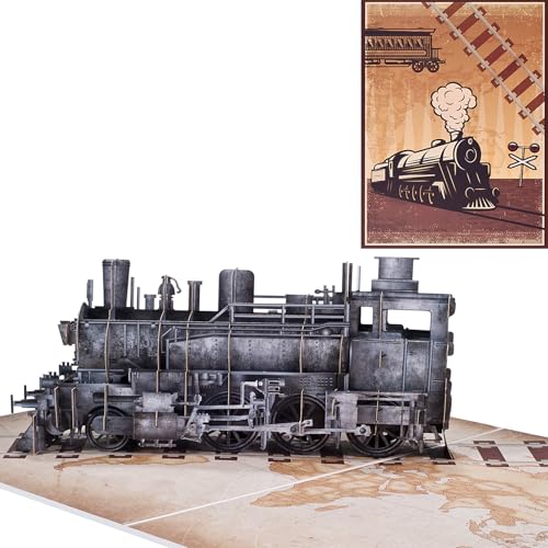 Pop Up Geburtstagskarte,3D Retro Dampfzug Karte,Gedenkkarte Pop Up Geburtstagskarte,3D Retro Dampfzug Karte,Gedenkkarte von ANEWISH