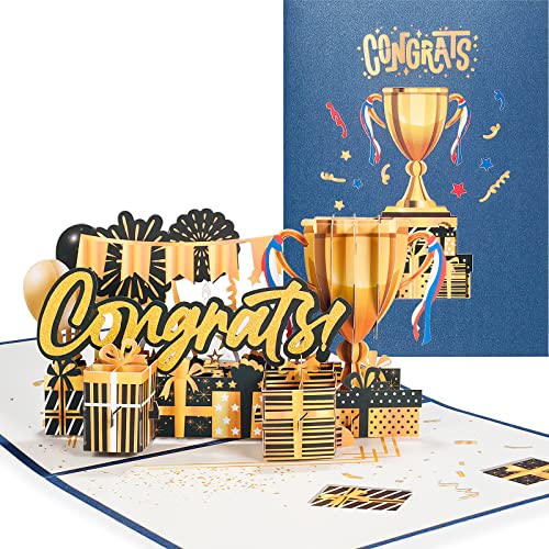Pop Up Glückwunschkarte Trophäen,3D Abschlusskarte,Wettbewerbe Gewinnen,Prüfungen Bestehen,Bachelor,Master,Doktortitel,mit Umschlag von ANEWISH