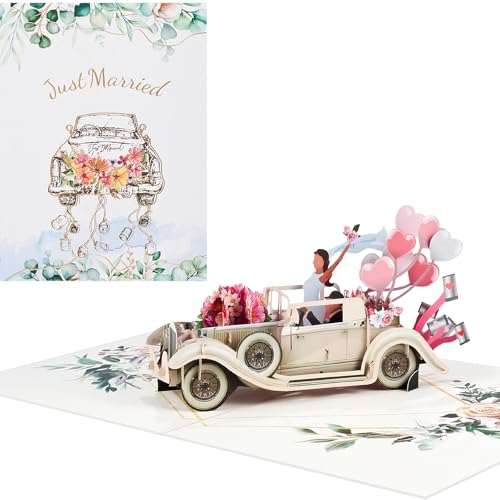 Pop Up Hochzeitskarte,3D Hochzeitsauto Karte Pop Up Hochzeitskarte,3D Hochzeitsauto Karte von ANEWISH