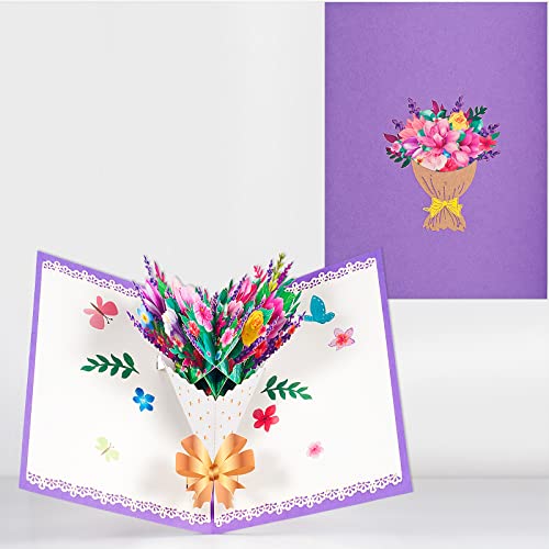 Pop-Up Karte Blumen,3D Blumenkarte,Genesungskarte für Familie, Freunde, Kollegen, Lehrer (Geburtstagskarte, Gute Besserung, Gutschein, Dankeschön),mit Nachrichtenkarte und Umschlag von ANEWISH