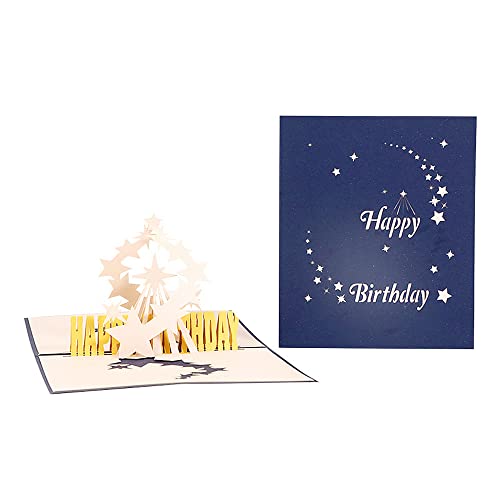 Pop Up Karte mit Geburtstagskuchen,3D Meteor Geburtstagskarte,Happy Birthday Karte mit Umschlag von ANEWISH