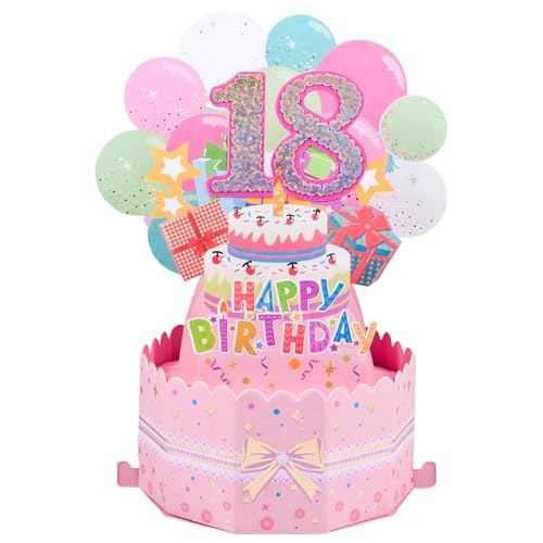Pop Up Karte zum 18.Geburtstag,3D Rosa Geburtstagskarte,18.Geburtstagskarte Karte für Mädchen Pop Up Karte zum 18.Geburtstag,3D Rosa Geburtstagskarte,18.Geburtstagskarte Karte für Mädchen von ANEWISH