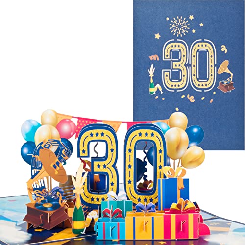 Pop-Up Karte zum 30. Geburtstag,3D Grußkarte zum 30. Jahrestag,Grußkarte zum Jahrestag,Grußkarte für Geburtstage,Ehen,Freundschaften,Arbeitsplatz von ANEWISH