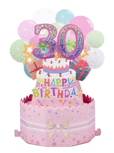 Pop Up Karte zum 30.Geburtstag,3D Rosa Geburtstagskarte,30.Geburtstagskarte Karte für Frauen von ANEWISH