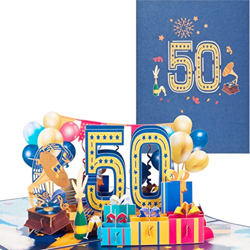 Pop-Up Karte zum 50. Geburtstag,3D Grußkarte zum 50. Jahrestag,Grußkarte zum Jahrestag,Grußkarte für Geburtstage,Ehen,Freundschaften von ANEWISH