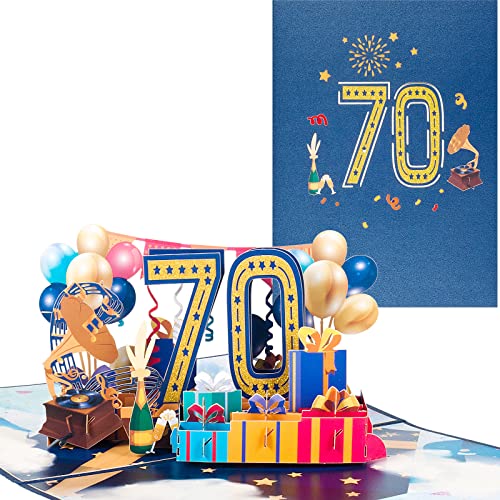 Pop-Up Karte zum 70. Geburtstag,3D Grußkarte zum 70. Jahrestag,Grußkarte zum Jahrestag,Grußkarte für Geburtstage,Ehen,Freundschaften von ANEWISH