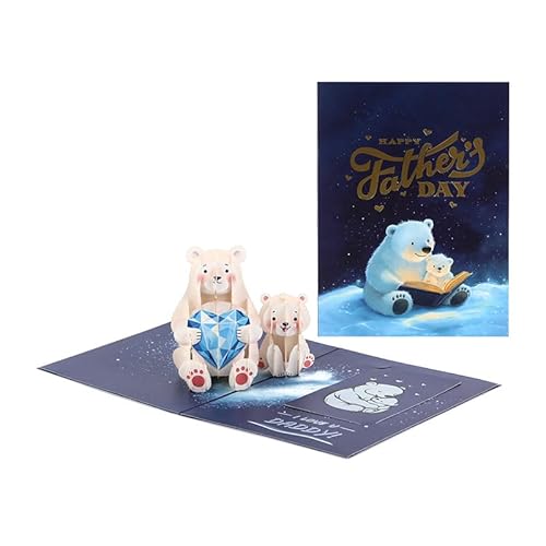 Pop Up Karten zum Vatertag,3D Eisbär Vater und Sohn Karte,Gedenkkarte Pop Up Karten zum Vatertag,3D Eisbär Vater und Sohn Karte,Gedenkkarte von ANEWISH