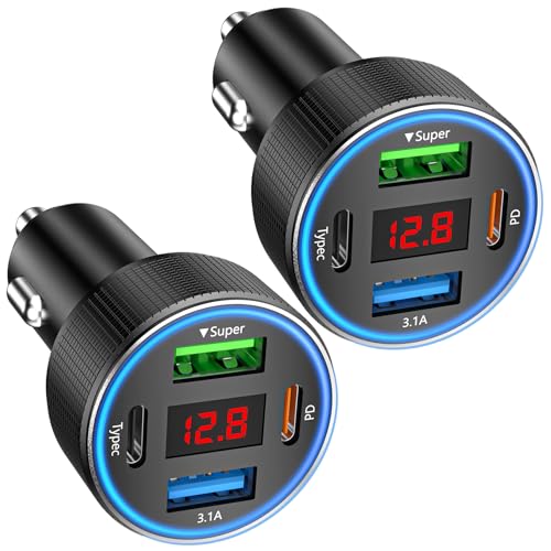 Zigarettenanzünder USB C, USB Zigarettenanzünder Adapter 12v Autoladegerät Adapter Auto kfz Ladegerät Schnellladegerät für iPhone Samsung Telefon Tablets (Schwarz 2Pcs) von ANEXTIDE