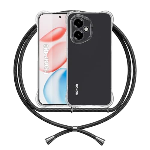 ANFAIRLACE Handykette Hülle Kompatibel mit Honor 400, Handyhülle mit Band Anti-Gelb TPU Transparent Silikon Schutzhülle Klar Case, Schwarz ANFAIRLACE Handykette Hülle Kompatibel mit Honor 400, Handyhülle mit Band Anti-Gelb TPU Transparent Silikon Schutzhülle Klar Case, Schwarz von ANFAIRLACE