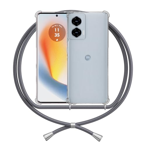 ANFAIRLACE Handykette Hülle Kompatibel mit Motorola Edge 50 Fusion, Handyhülle mit Band Anti-Gelb TPU Transparent Silikon Schutzhülle Klar Case, Grau ANFAIRLACE Handykette Hülle Kompatibel mit Motorola Edge 50 Fusion, Handyhülle mit Band Anti-Gelb TPU Transparent Silikon Schutzhülle Klar Case, Grau von ANFAIRLACE