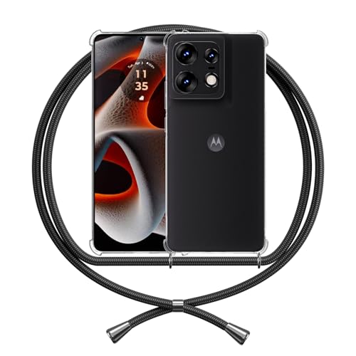 ANFAIRLACE Handykette Hülle Kompatibel mit Motorola Edge 50 Pro, Handyhülle mit Band Anti-Gelb TPU Transparent Silikon Schutzhülle Klar Case, Schwarz ANFAIRLACE Handykette Hülle Kompatibel mit Motorola Edge 50 Pro, Handyhülle mit Band Anti-Gelb TPU Transparent Silikon Schutzhülle Klar Case, Schwarz von ANFAIRLACE