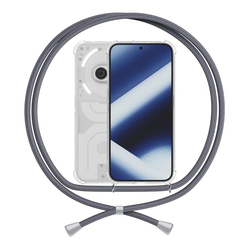 ANFAIRLACE Handykette Hülle Kompatibel mit Nothing Phone 2a, Handyhülle mit Band Anti-Gelb TPU Transparent Silikon Schutzhülle Klar Case, Grau von ANFAIRLACE