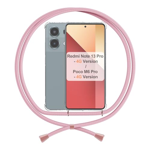 ANFAIRLACE Handykette Hülle Kompatibel mit Redmi Note 13 Pro 4G/Poco M6 Pro 4G, Handyhülle mit Band Anti-Gelb TPU Transparent Silikon Schutzhülle Klar Case, Rose von ANFAIRLACE