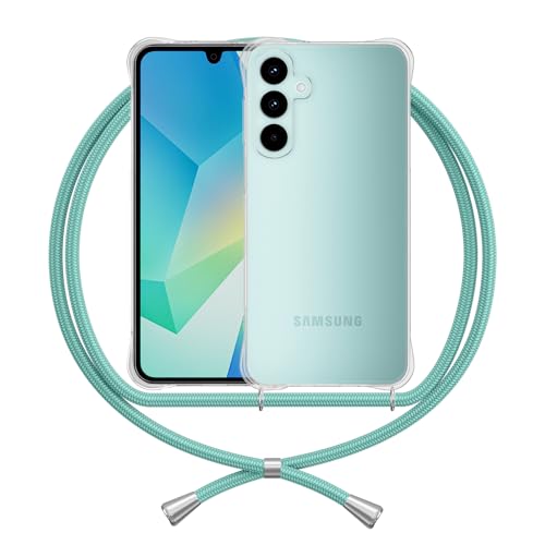 ANFAIRLACE Handykette Hülle Kompatibel mit Samsung Galaxy A16 4G 5G, Handyhülle mit Band Anti-Gelb TPU Transparent Silikon Schutzhülle Klar Case, Grün von ANFAIRLACE