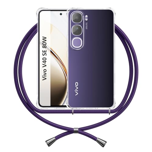 ANFAIRLACE Handykette Hülle Kompatibel mit Vivo V40 SE 80W 5G, Handyhülle mit Band Anti-Gelb TPU Transparent Silikon Schutzhülle Klar Case, Lila ANFAIRLACE Handykette Hülle Kompatibel mit Vivo V40 SE 80W 5G, Handyhülle mit Band Anti-Gelb TPU Transparent Silikon Schutzhülle Klar Case, Lila von ANFAIRLACE