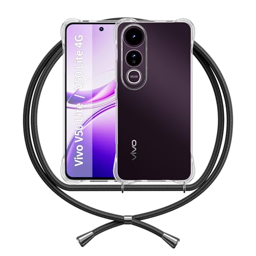 ANFAIRLACE Handykette Hülle Kompatibel mit Vivo V50 Lite 5G, Handyhülle mit Band Anti-Gelb TPU Transparent Silikon Schutzhülle Klar Case, Schwarz ANFAIRLACE Handykette Hülle Kompatibel mit Vivo V50 Lite 5G, Handyhülle mit Band Anti-Gelb TPU Transparent Silikon Schutzhülle Klar Case, Schwarz von ANFAIRLACE
