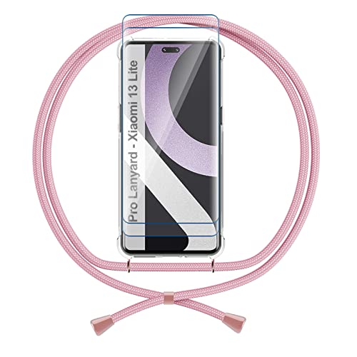 ANFAIRLACE Handykette Hülle Kompatibel mit Xiaomi 13 Lite, Handyhülle mit Gehärtetes Glas Anti Yellow TPU Band Transparent Silikon Schutzhülle Clear Case, Rose von ANFAIRLACE