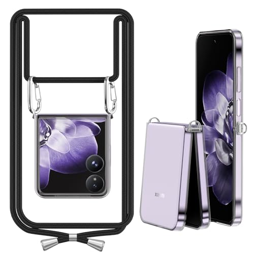 ANFAIRLACE Handykette Hülle Kompatibel mit Xiaomi Mix Flip, Handyhülle mit Band Seitenhaken Transparent Silikon TPU Klar Schutzhülle, Schwarz ANFAIRLACE Handykette Hülle Kompatibel mit Xiaomi Mix Flip, Handyhülle mit Band Seitenhaken Transparent Silikon TPU Klar Schutzhülle, Schwarz von ANFAIRLACE