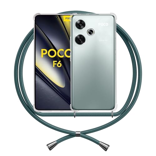 ANFAIRLACE Handykette Hülle Kompatibel mit Xiaomi Poco F6, Handyhülle mit Band Anti-Gelb TPU Transparent Silikon Schutzhülle Klar Case, Grun ANFAIRLACE Handykette Hülle Kompatibel mit Xiaomi Poco F6, Handyhülle mit Band Anti-Gelb TPU Transparent Silikon Schutzhülle Klar Case, Grun von ANFAIRLACE