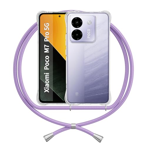 ANFAIRLACE Handykette Hülle Kompatibel mit Xiaomi Poco M7 Pro 5G, Handyhülle mit Band Anti-Gelb TPU Transparent Silikon Klar Schutzhülle, Lila ANFAIRLACE Handykette Hülle Kompatibel mit Xiaomi Poco M7 Pro 5G, Handyhülle mit Band Anti-Gelb TPU Transparent Silikon Klar Schutzhülle, Lila von ANFAIRLACE