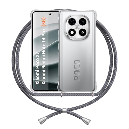 ANFAIRLACE Handykette Hülle Kompatibel mit Xiaomi Poco X7 Redmi Note 14 Pro, Handyhülle mit Band Anti-Gelb TPU Transparent Silikon Schutzhülle Klar Case, Grau ANFAIRLACE Handykette Hülle Kompatibel mit Xiaomi Poco X7 Redmi Note 14 Pro, Handyhülle mit Band Anti-Gelb TPU Transparent Silikon Schutzhülle Klar Case, Grau von ANFAIRLACE