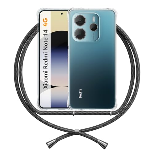 ANFAIRLACE Handykette Hülle Kompatibel mit Xiaomi Redmi Note 14 4G, Handyhülle mit Band Anti-Gelb TPU Transparent Silikon Schutzhülle Klar Case, Schwarz ANFAIRLACE Handykette Hülle Kompatibel mit Xiaomi Redmi Note 14 4G, Handyhülle mit Band Anti-Gelb TPU Transparent Silikon Schutzhülle Klar Case, Schwarz von ANFAIRLACE