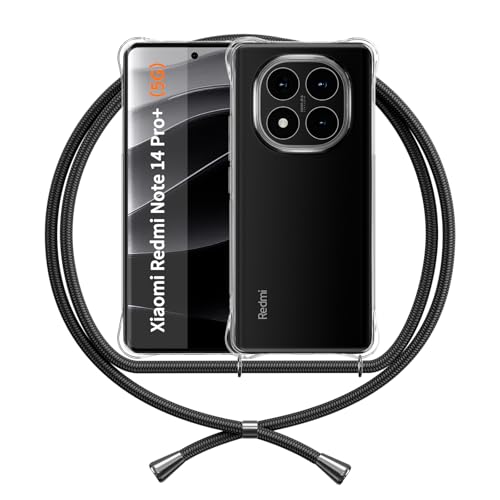 ANFAIRLACE Handykette Hülle Kompatibel mit Xiaomi Redmi Note 14 Pro Plus 5G, Handyhülle mit Band Anti-Gelb TPU Transparent Silikon Schutzhülle Klar Case, Schwarz ANFAIRLACE Handykette Hülle Kompatibel mit Xiaomi Redmi Note 14 Pro Plus 5G, Handyhülle mit Band Anti-Gelb TPU Transparent Silikon Schutzhülle Klar Case, Schwarz von ANFAIRLACE