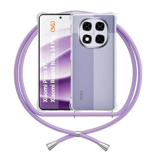 ANFAIRLACE Handykette Hülle Kompatibel mit Xiaomi Redmi Note 14 Pro Poco X7, Handyhülle mit Band Anti-Gelb TPU Transparent Silikon Schutzhülle Klar Case, Lila ANFAIRLACE Handykette Hülle Kompatibel mit Xiaomi Redmi Note 14 Pro Poco X7, Handyhülle mit Band Anti-Gelb TPU Transparent Silikon Schutzhülle Klar Case, Lila von ANFAIRLACE